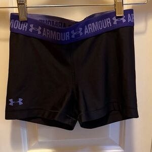 Under Armour Women's Black Shorts with Purple Waistband
